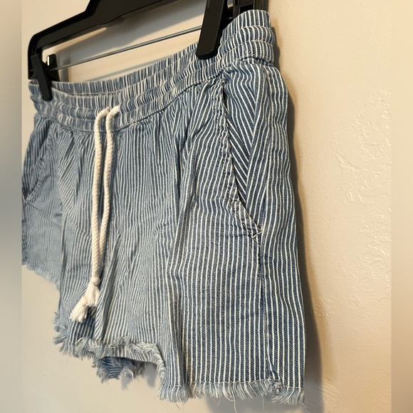 Aerie Pinstriped Blue and White Cotton Shorts - Picture 5 of 8